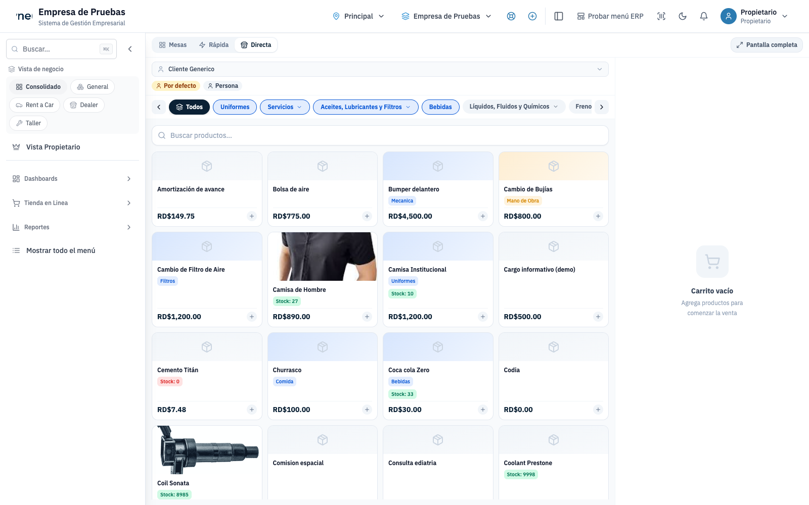 Punto de venta de SynerCore en el mostrador